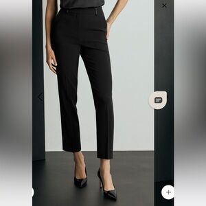 The Fold London Clever Crepe Slim-Leg Black Trousers 12 US 16 UK